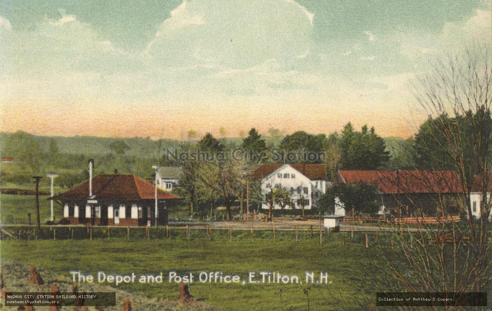 Postcard: The Depot and Post Office, East Tilton, New Hampshire